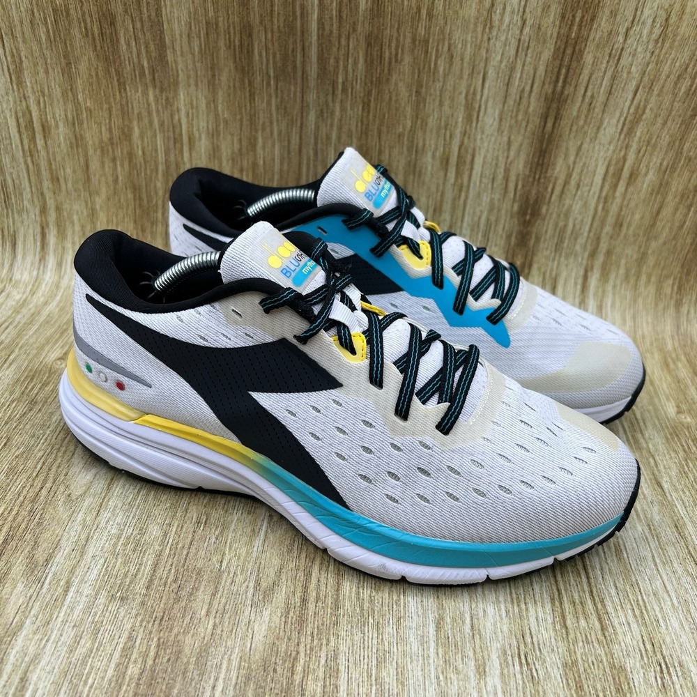 Diadora Mythos Blushield 6 Women's Size 8 Running Shoes White Black Teal Sneaker